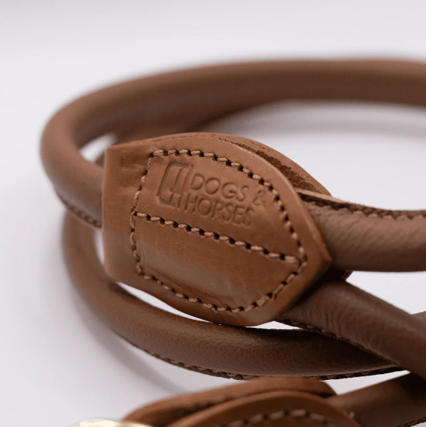 D&H Rolled Soft Leather Dog Lead Tan