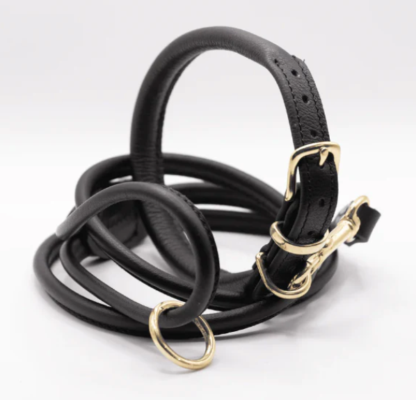 D&H Rolled Soft Leather Collar Black