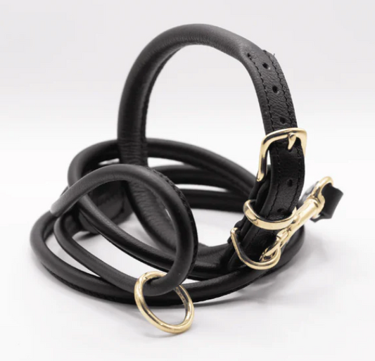 D&H Rolled Soft Leather Collar Black
