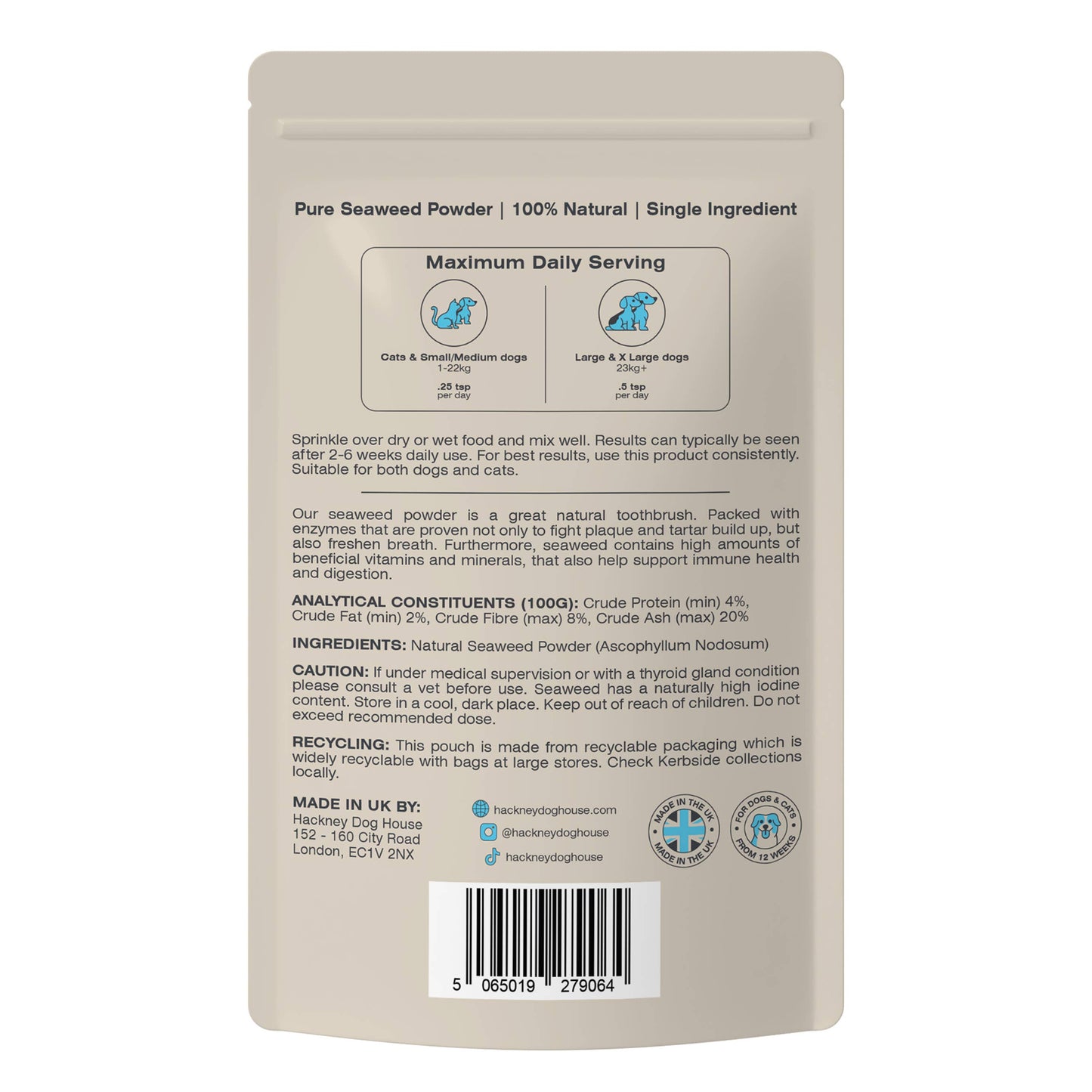 Single Pack | Plaque Seaweed Powder for Dogs | 80 Servings | (RRP: £9.95)