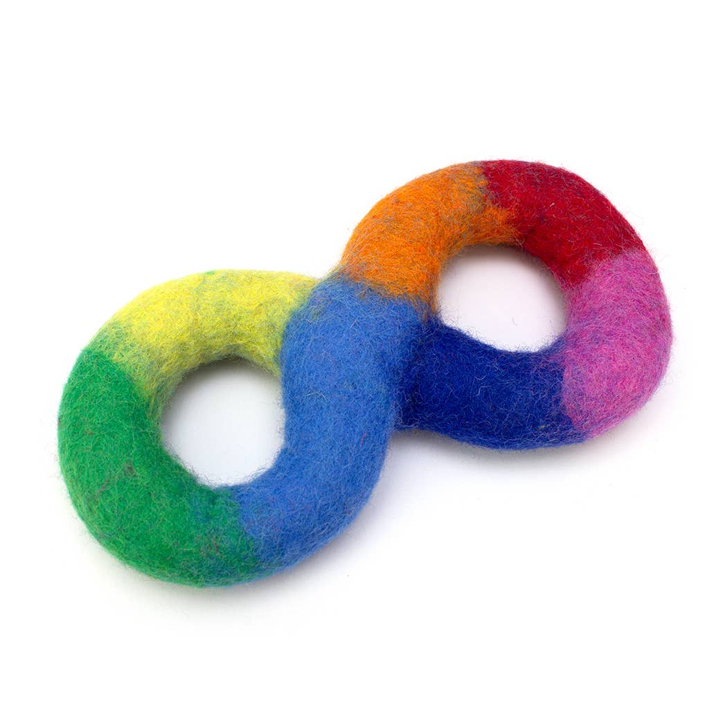 Hiro + Wolf Rainbow Felted Dog Tug Toy