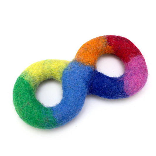 Hiro + Wolf Rainbow Felted Dog Tug Toy