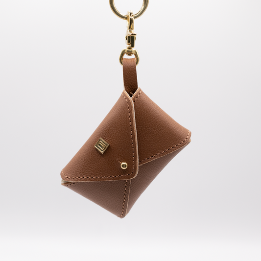 D&H PooSh - Soft Leather Poo Bag Dispenser Tan Brass