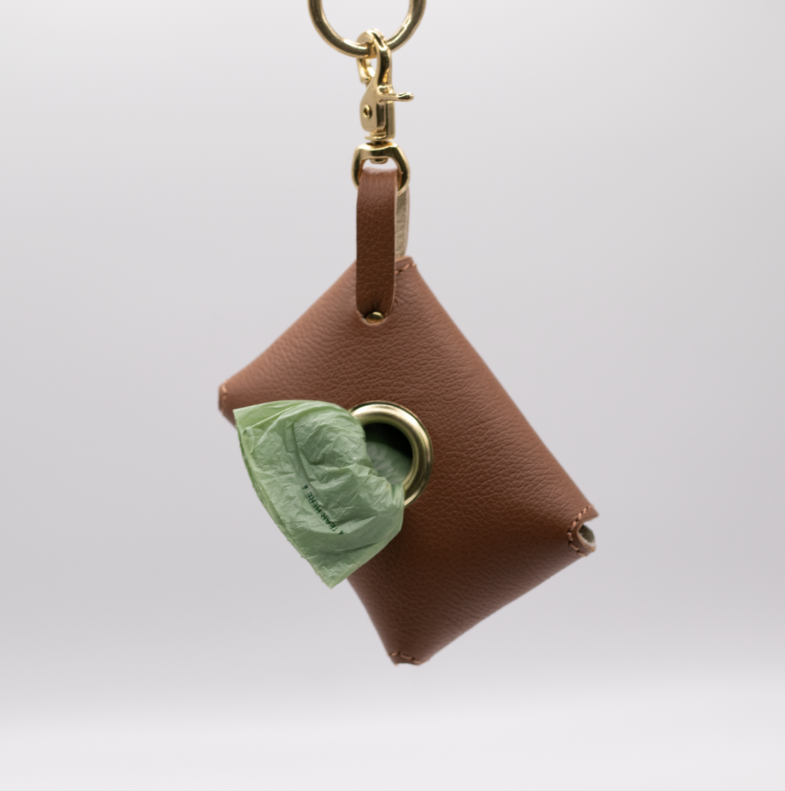 D&H PooSh - Soft Leather Poo Bag Dispenser Tan Brass