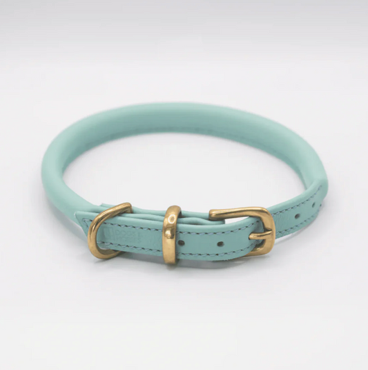 D&H Rolled Soft Leather Collar Aqua
