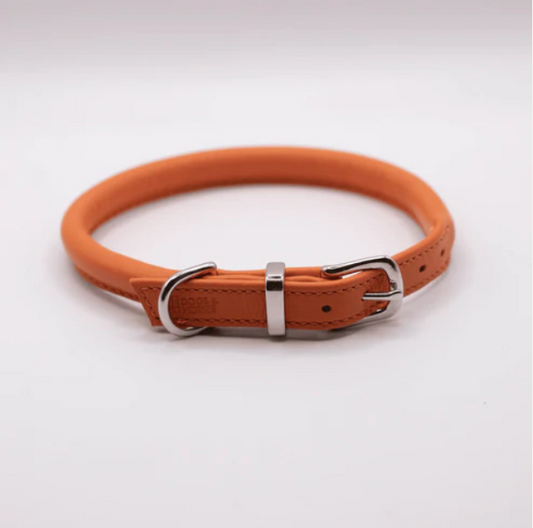 D&H Rolled Soft Leather Collar Orange