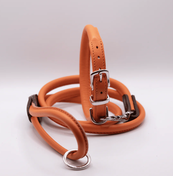 D&H Rolled Soft Leather Collar Orange