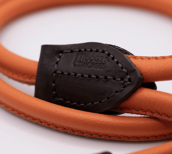 D&H Rolled Soft Leather Dog Lead Orange