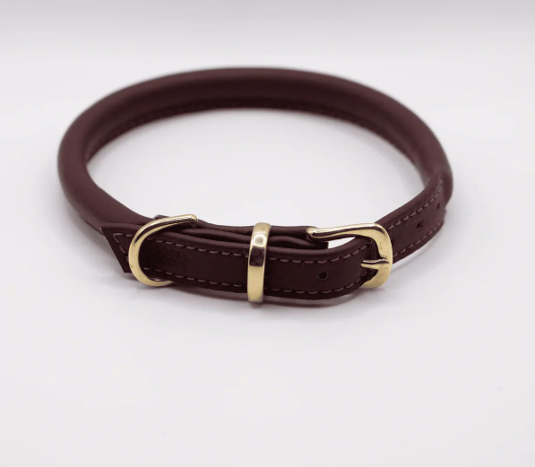 D&H Rolled Soft Leather Collar Merlot