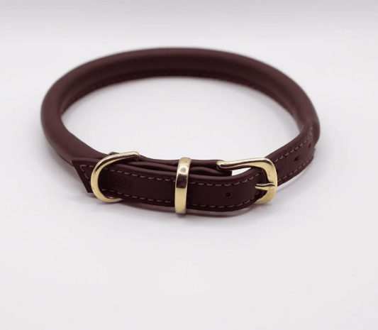 D&H Rolled Soft Leather Collar Merlot