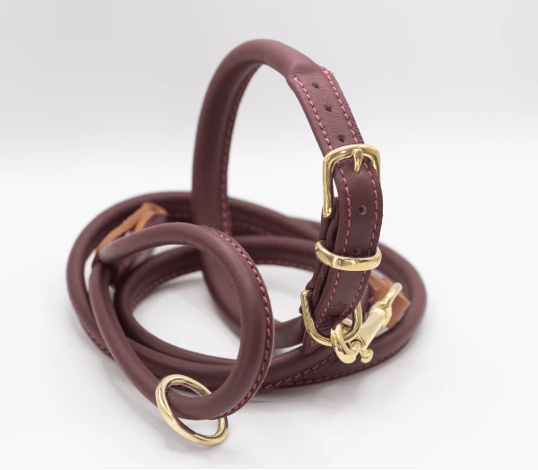 D&H Rolled Soft Leather Collar Merlot