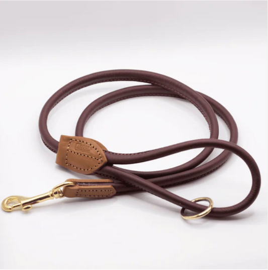 D&H Rolled Soft Leather Dog Lead Merlot