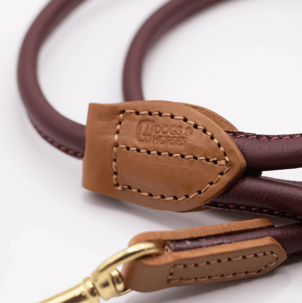 D&H Rolled Soft Leather Dog Lead Merlot