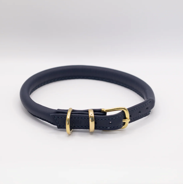 D&H Rolled Soft Leather Collar Navy