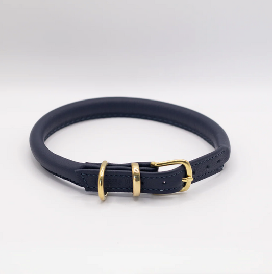 D&H Rolled Soft Leather Collar Navy