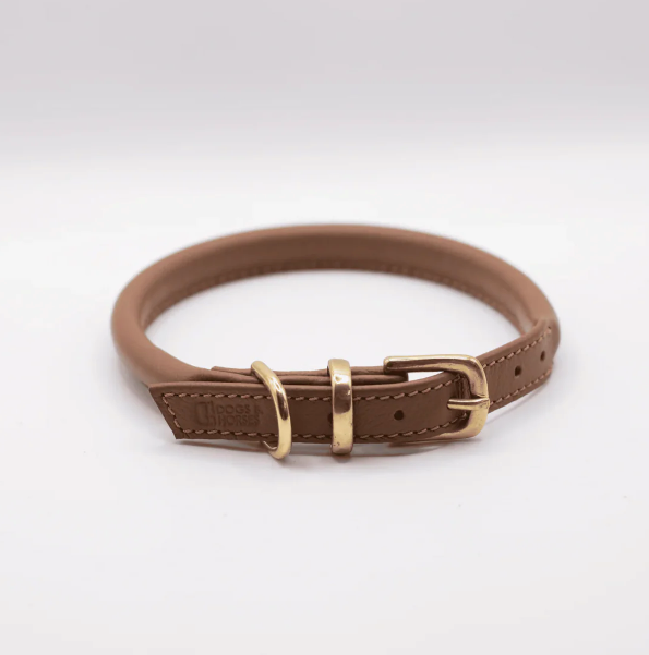 D&H Rolled Soft Leather Collar Tan