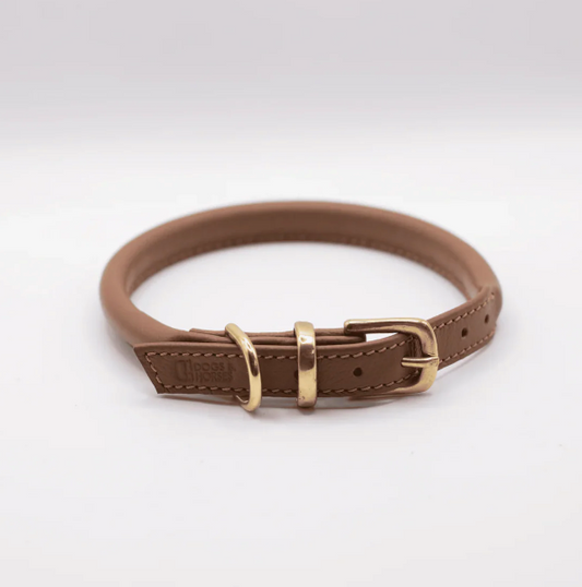 D&H Rolled Soft Leather Collar Tan