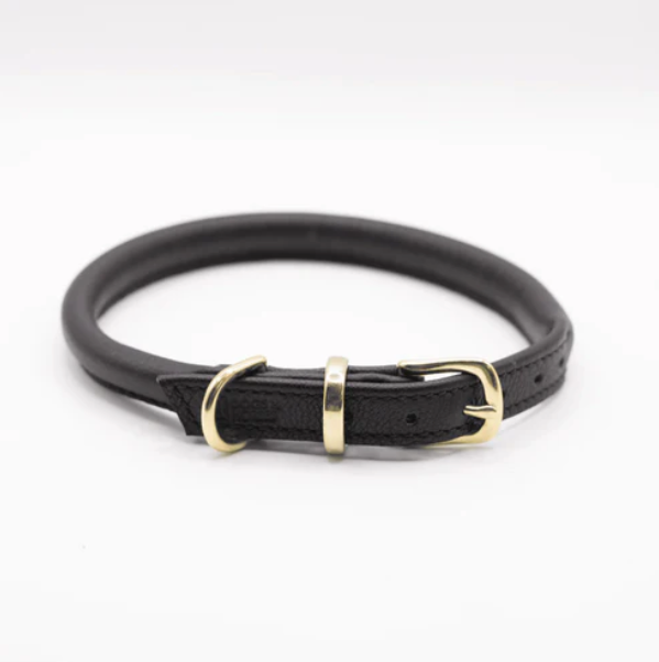 D&H Rolled Soft Leather Collar Black