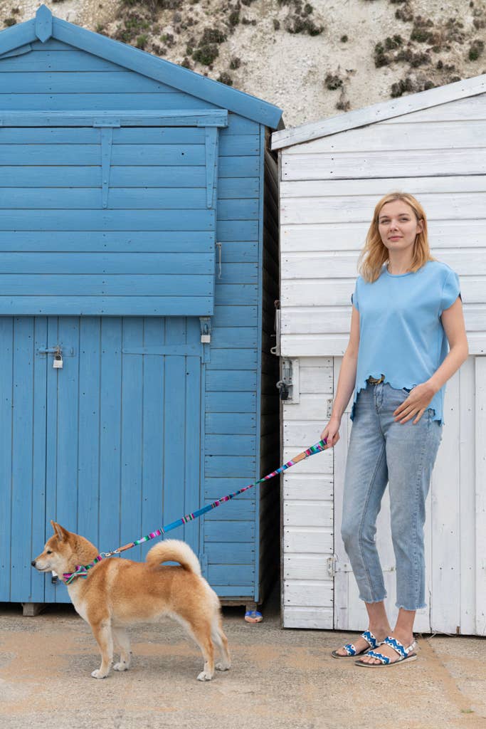 Hiro + Wolf Inca Blue Classic Dog Lead